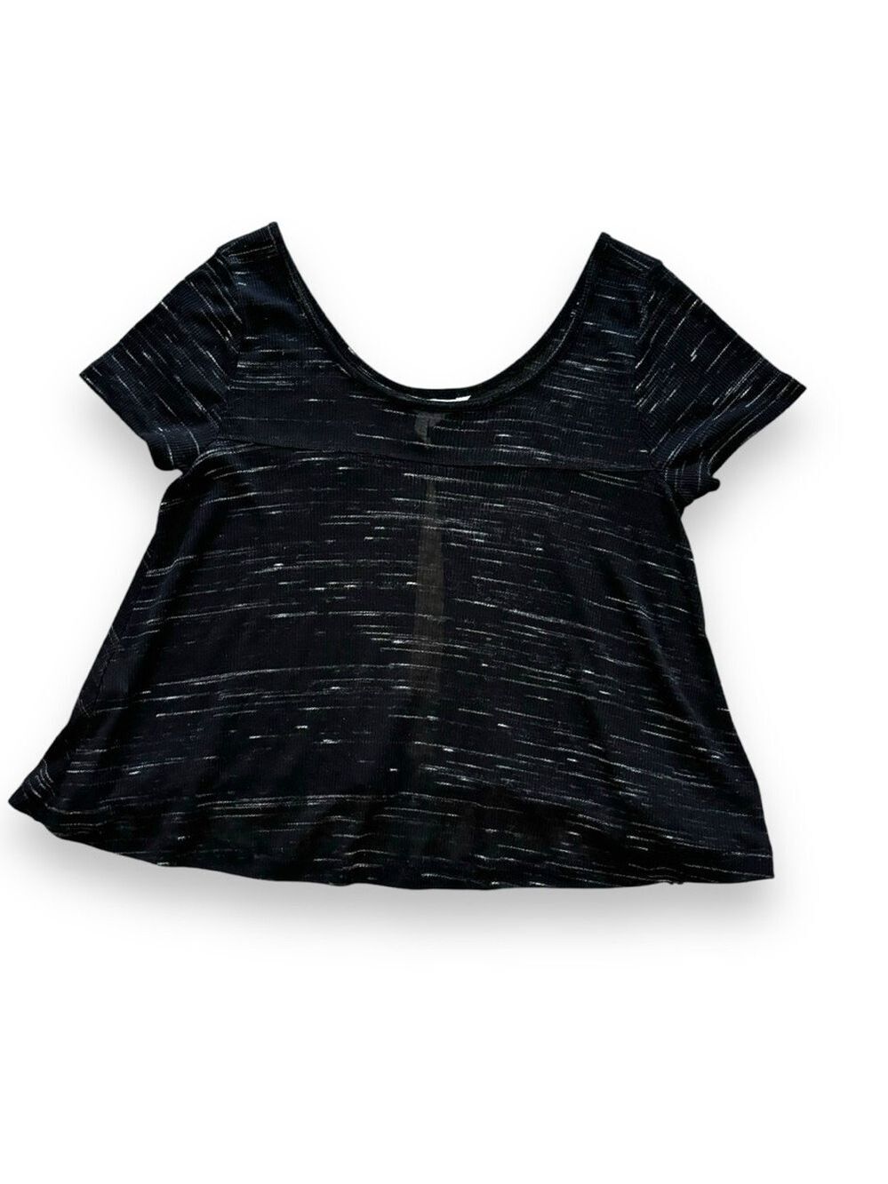 BCBGeneration Black Ribbed Lightweight Open Back Crop Top - Small